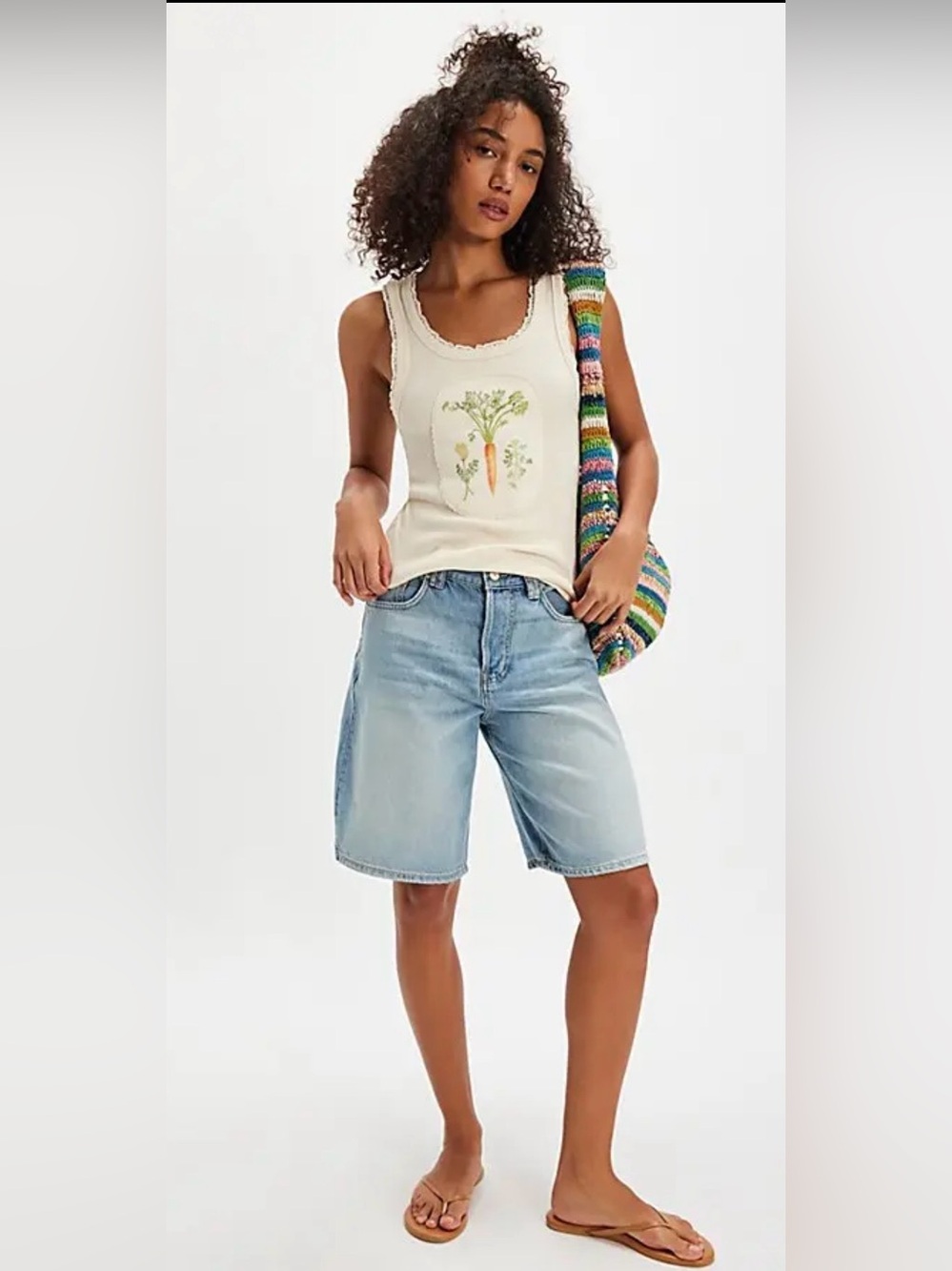 NWT! Free People We The Free Garden Tank Lace Trim Farmers Market Carrots M